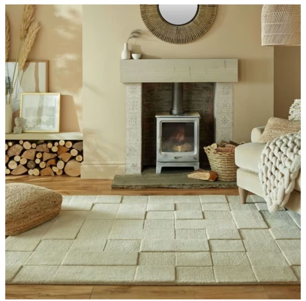 Novatrend Teppich aus reiner Wolle 120x170 cm style classic chic Beige Wolle