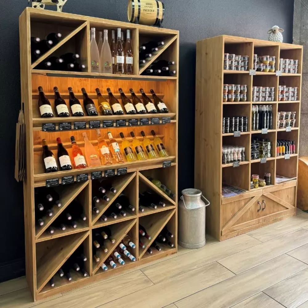 Étagère à vin H195 cm capacité 200 bouteilles bois massif