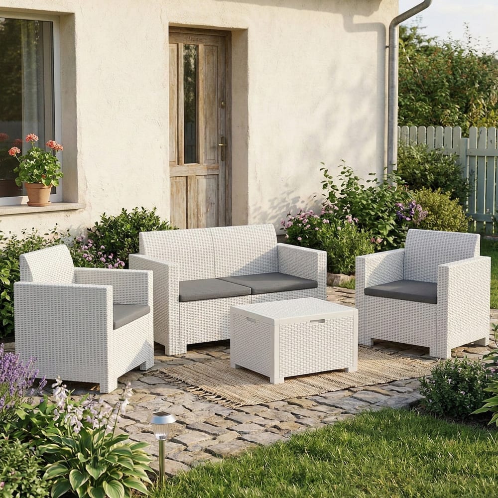 Set salon d'extérieur blanc 75x58 cm - Maisons du Monde