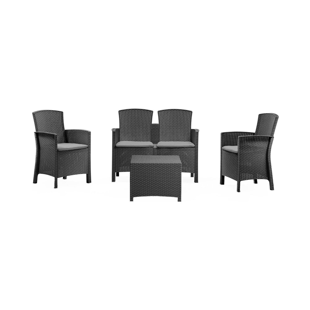 Set salotto da esterno nero antracite - Modello Contemporaneo - Nero - PP - Polipropilene