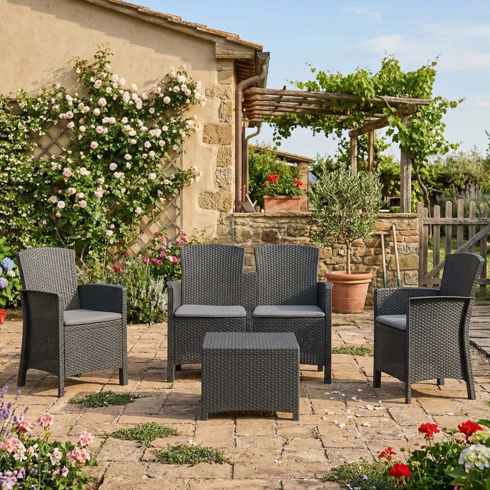 Set salotto da esterno nero antracite - Dmora