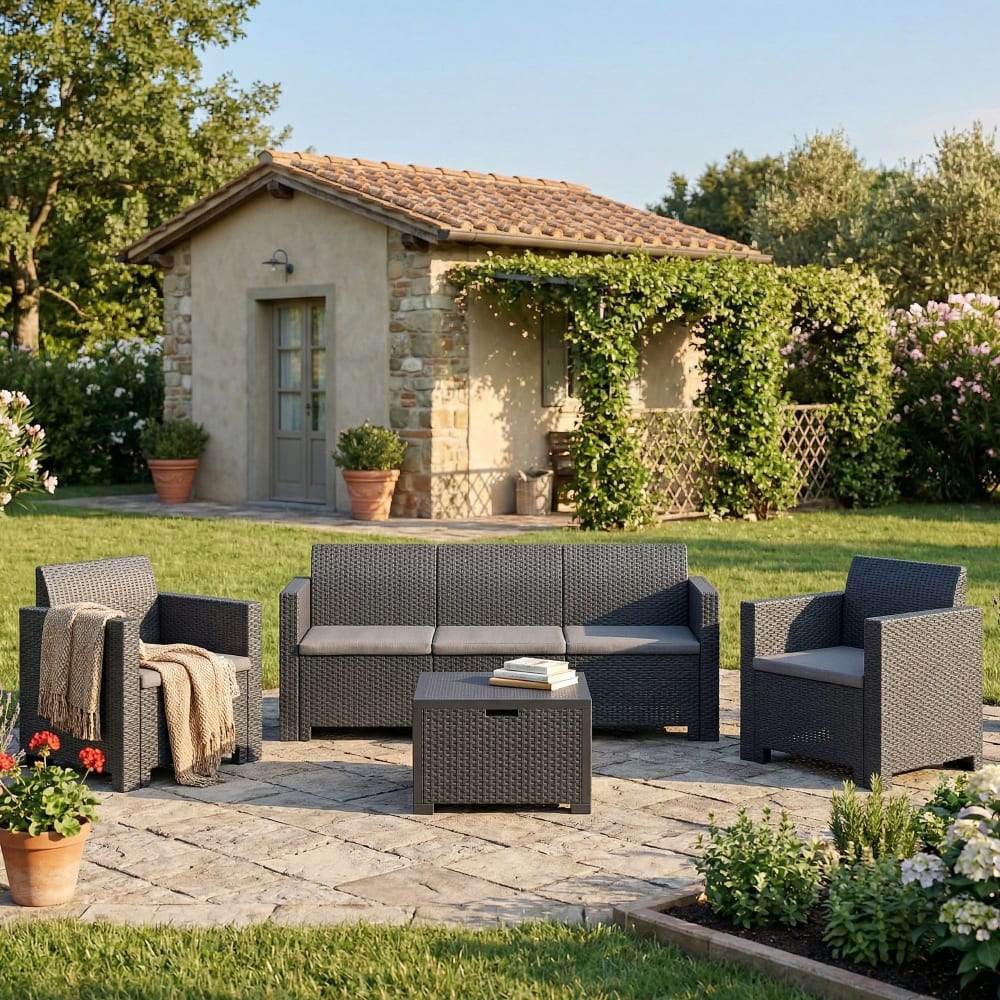Set salon d'extérieur anthracite 75x58 cm - Maisons du Monde