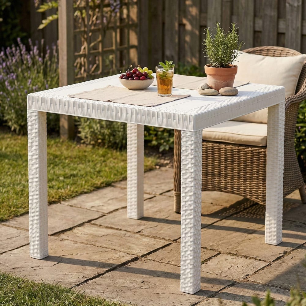 Tavolo da esterno bianco 80x80x74h cm - Dmora