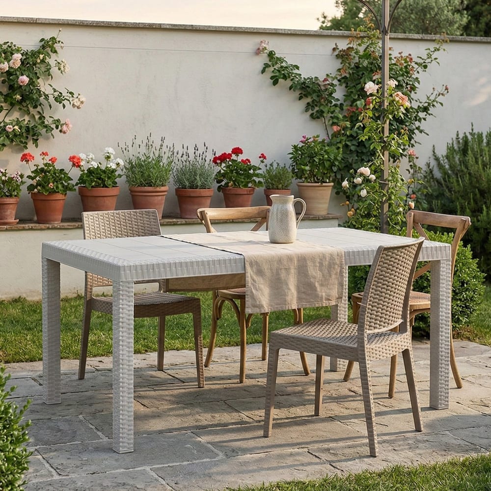 Tavolo da esterno bianco 90x150x74h cm - Dmora