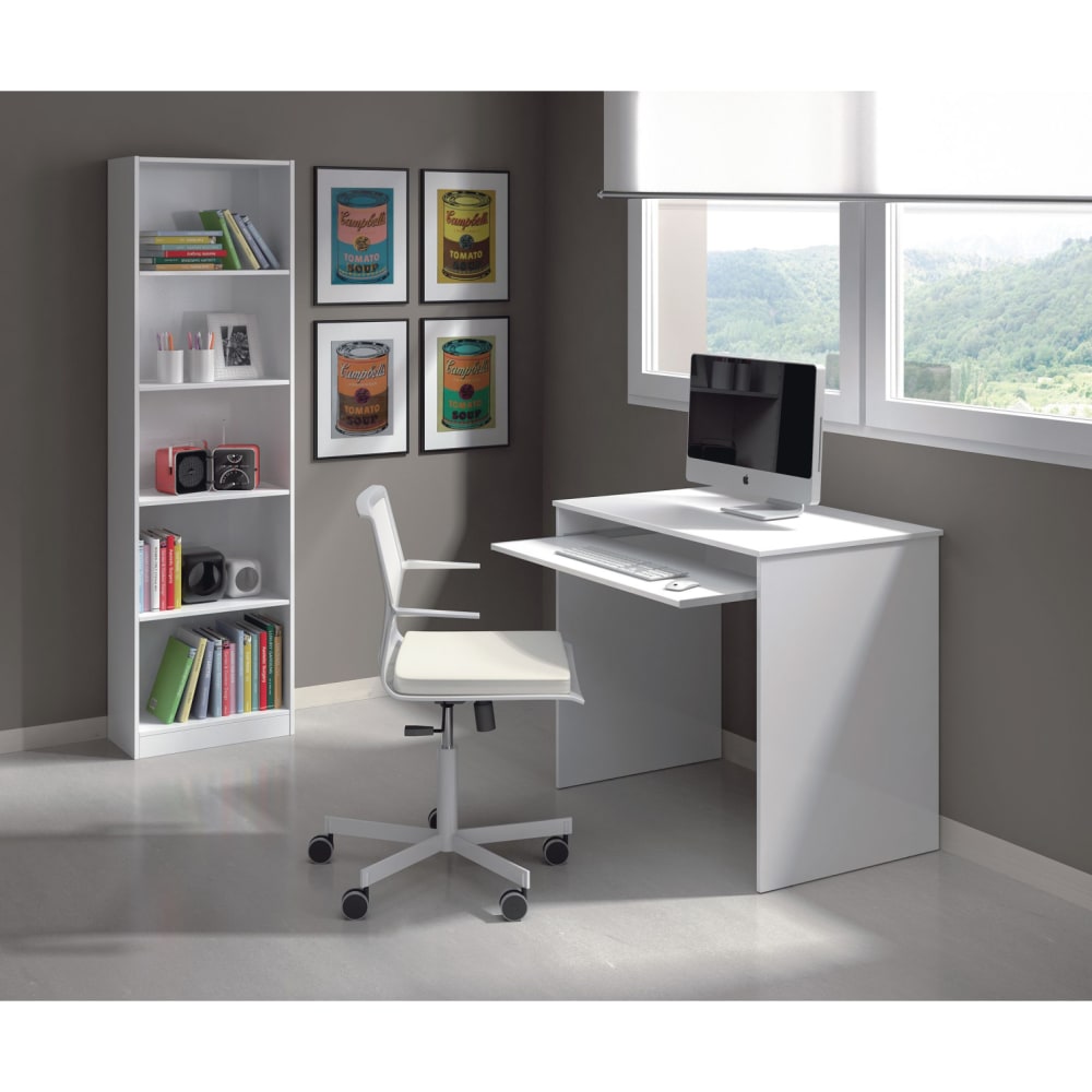Bureau avec tablette extractible l90cm x h79cm - blanc - Maisons du Monde