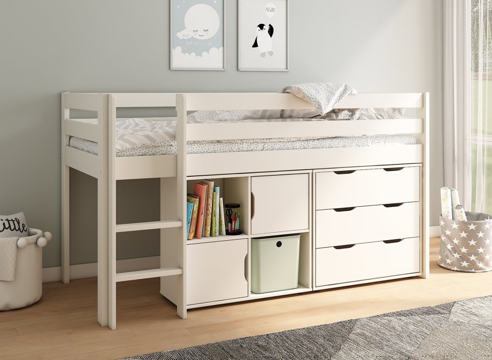 Lit mi-hauteur avec rangement 90x200 - Maisons du Monde