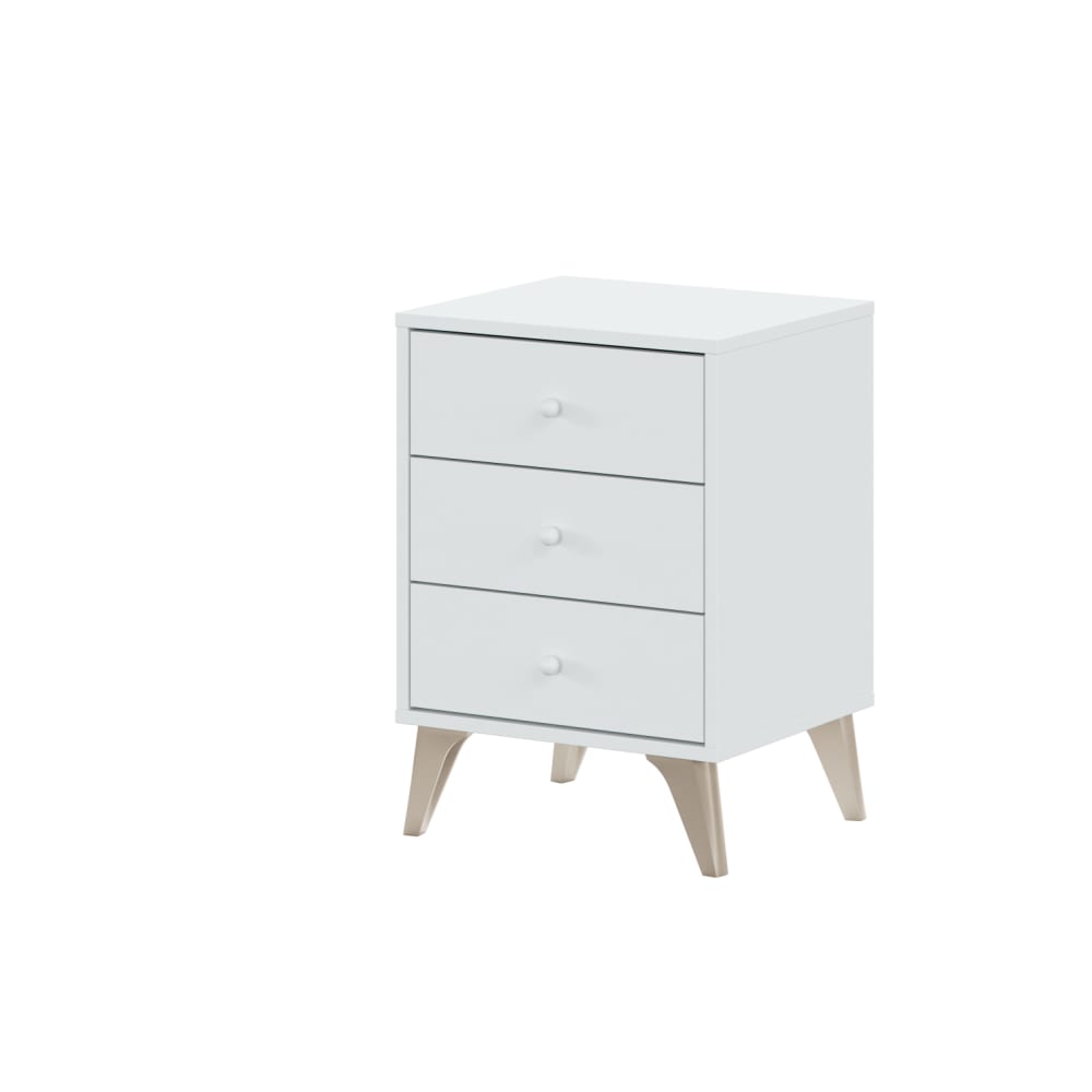 Chevet scandinave 3 tiroirs L40cm x H56cm - Blanc