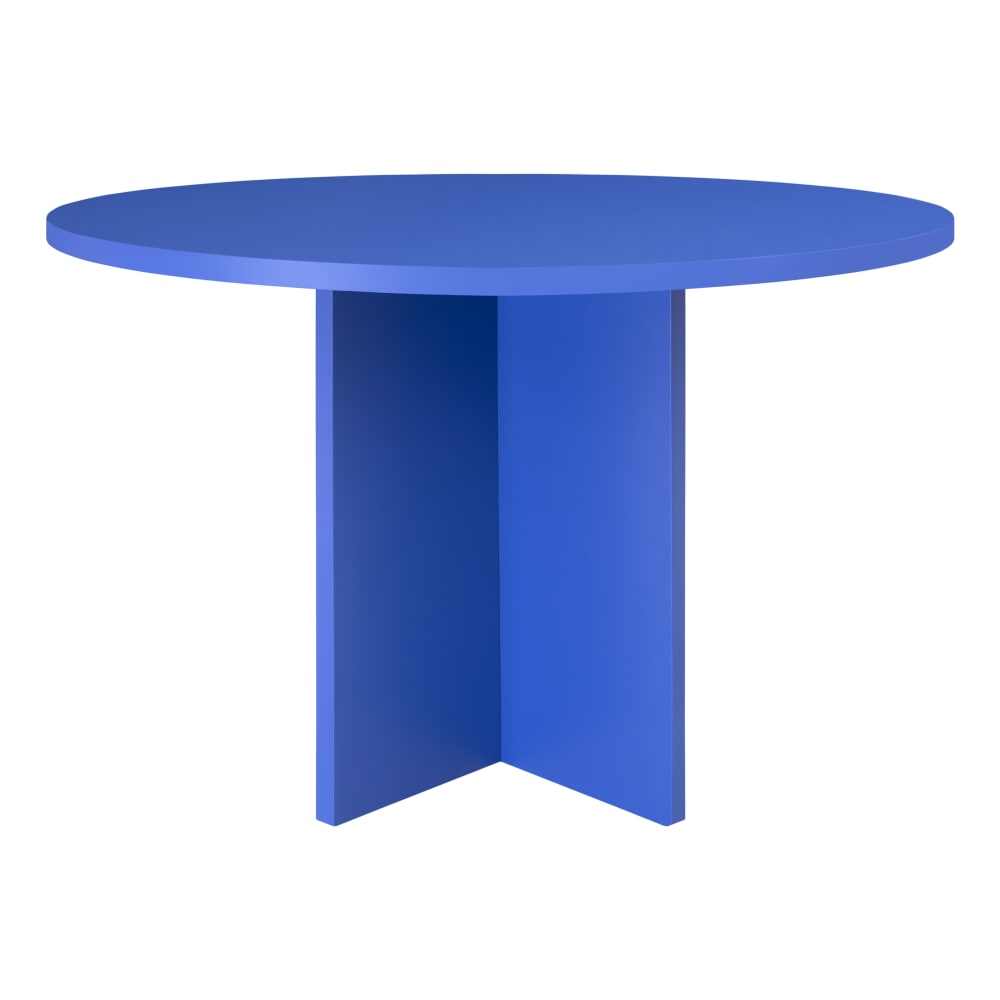 Mesa de comedor redonda tablero laminado de 3cm azúl prusia 120cm
