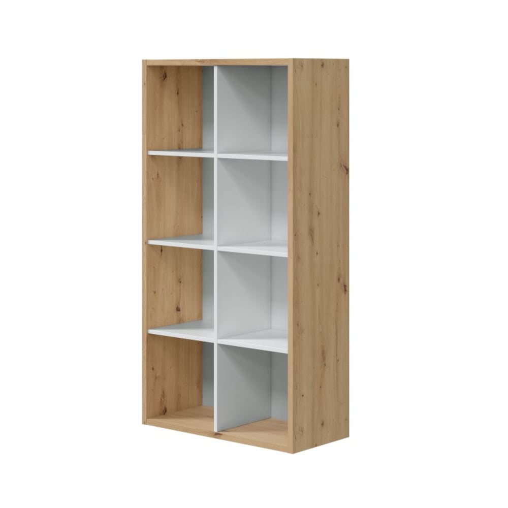 Fores Zweifarbiges Regal mit 8 Fächern, Eichenholzoptik und weiß - L72 cm style modern Braun