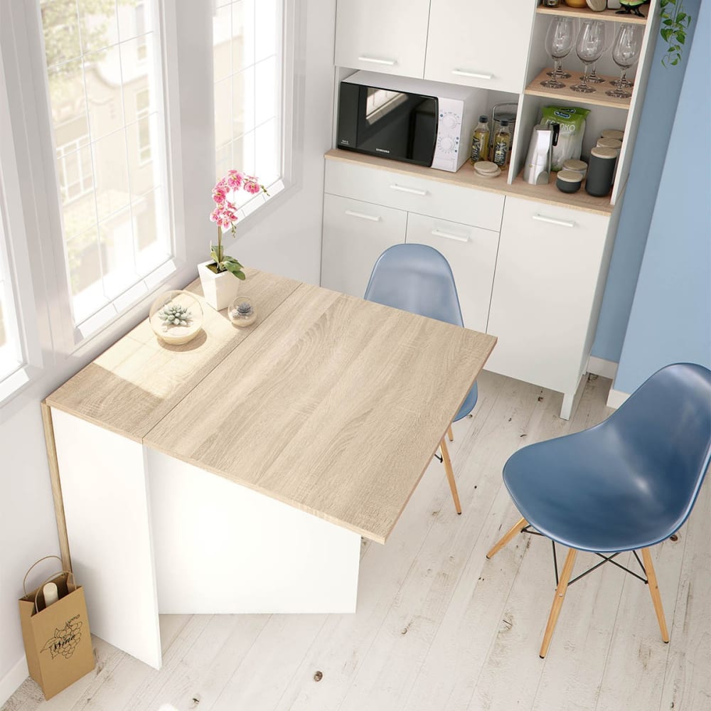 Table dépliable en 3 dimensions effet bois - H78 x L31 cm