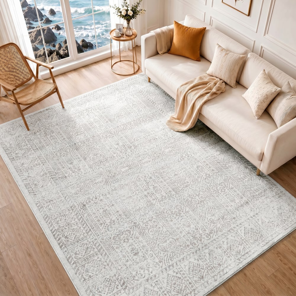 Tapis vintage oriental brun/ivoire/gris 160x215 — vue 3