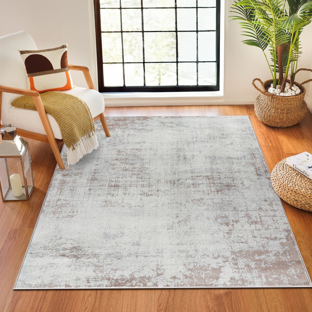 Tapis abstrait moderne beige/blanc 120x170 — vue 3