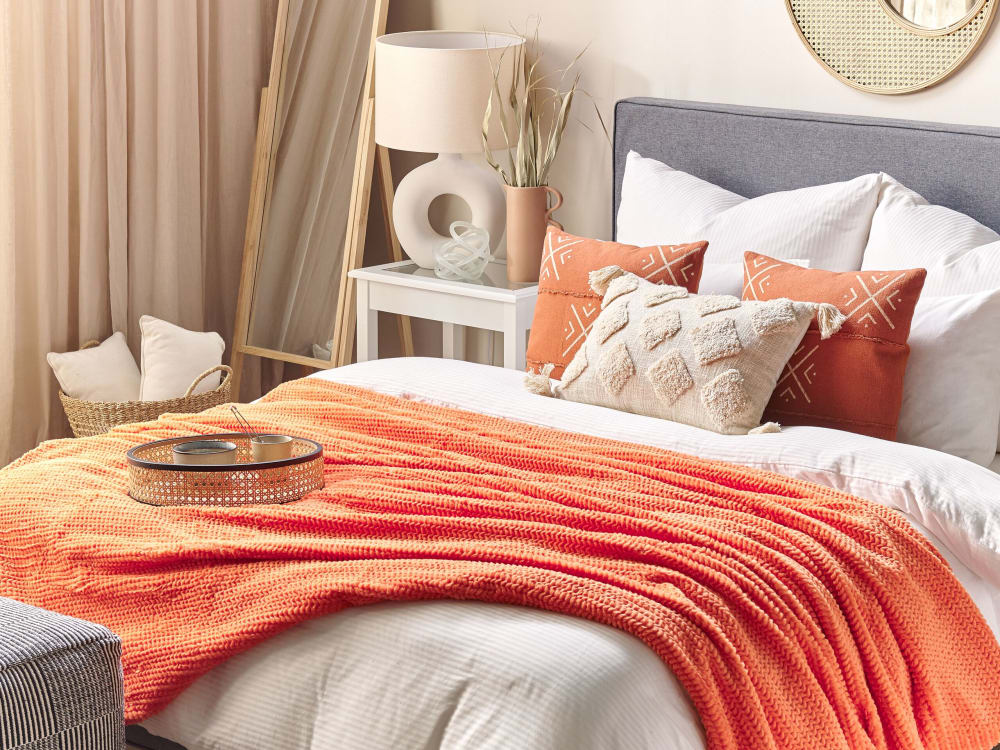Beliani Kuscheldecke aus Polyester 220 x 200cm, orange orange Pes - Polyester