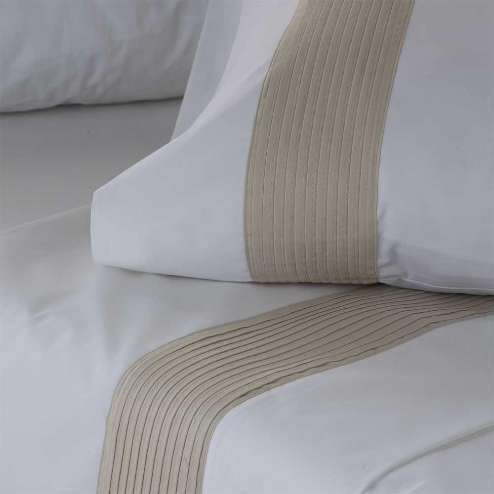 Juego de sábanas percal algodón 180 hilos beige 160x270 cama 90 - Maisons du Monde