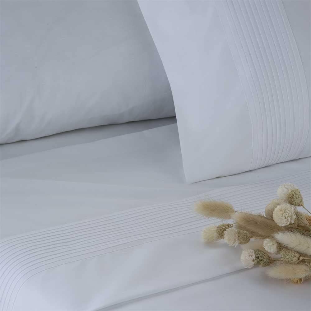 Juego de sábanas percal algodón 180 hilos blanco 200x270 cama 105 - Maisons du Monde