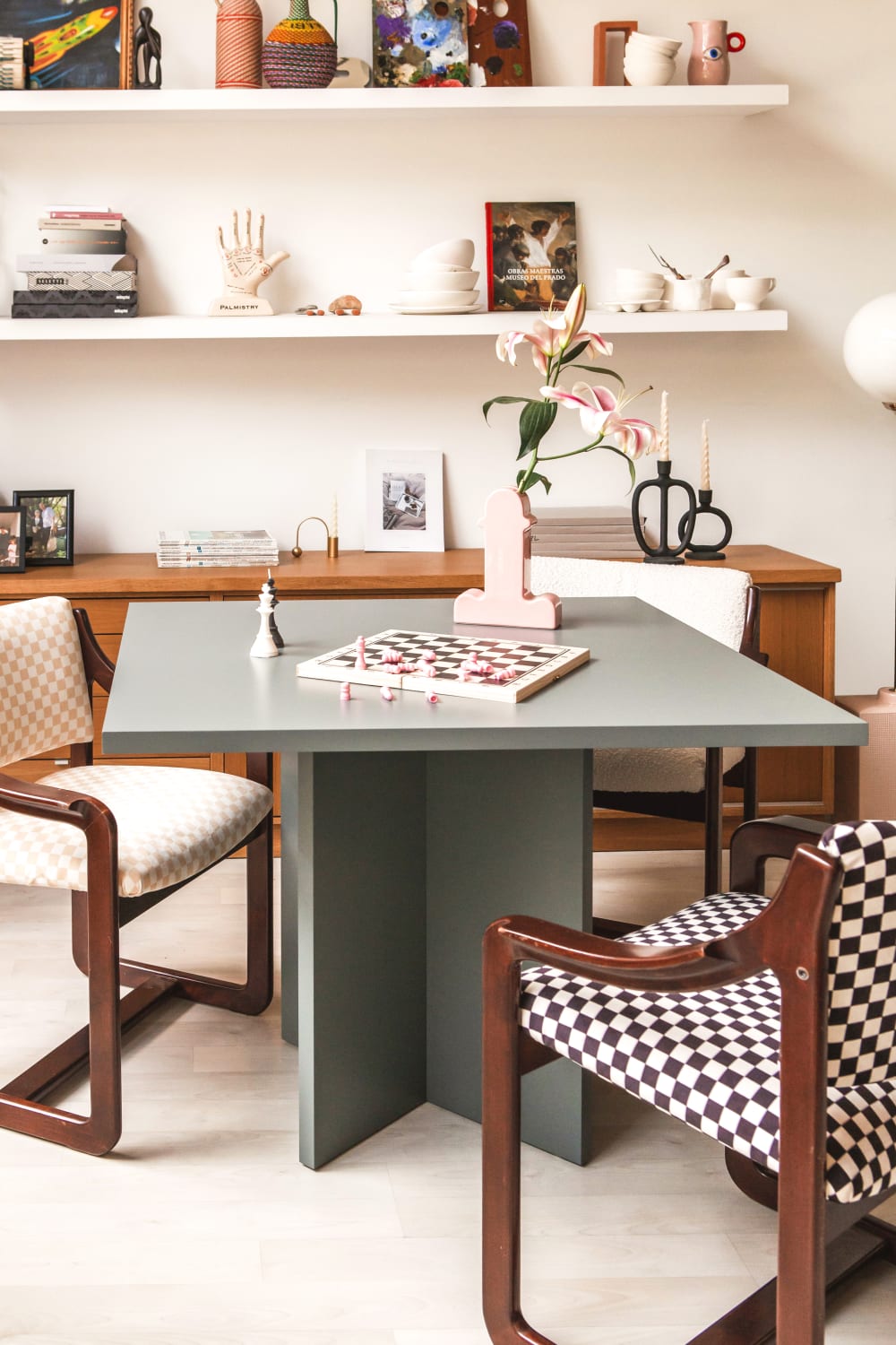 Mesa de comedor cuadrada lacada MDF 3cm Gris 100x100cm - Maisons du Monde