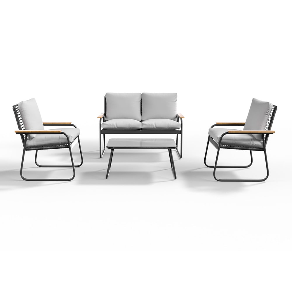 Salon de jardin 4 places en résine gris