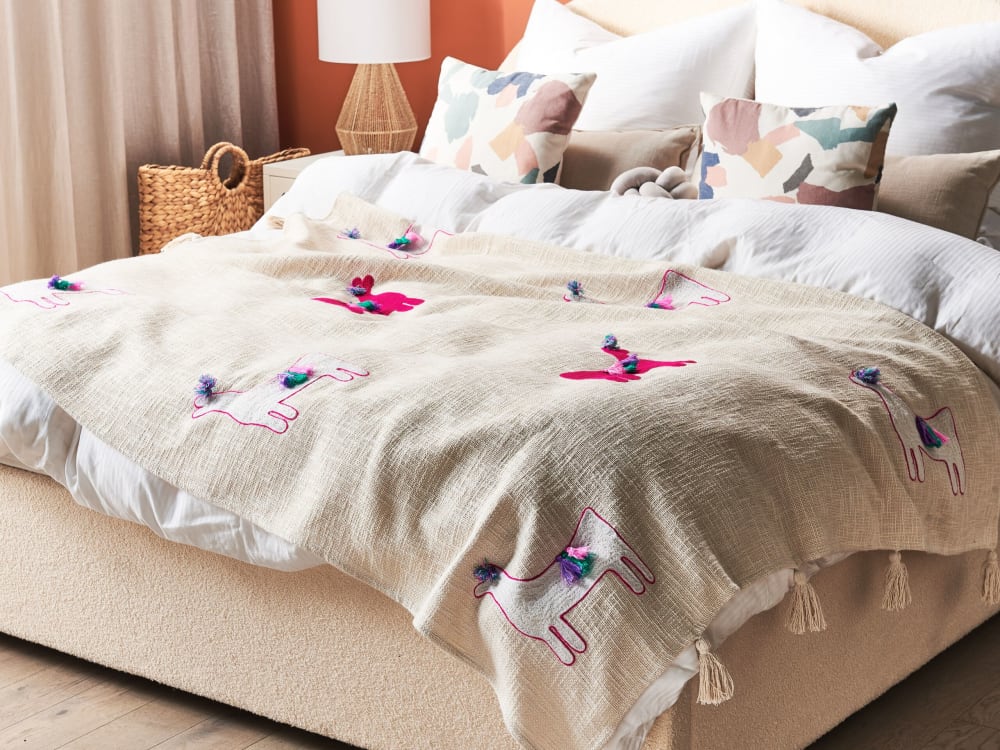 Beliani Kuscheldecke aus Baumwolle 180 x 130cm, beige style landhaus - Baumwolle