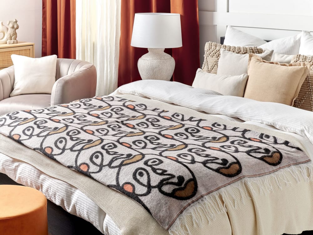 Beliani Kuscheldecke aus Acryl, Polyester 170 x 130cm, bunt style landhaus Mehrfarbig Acryl
