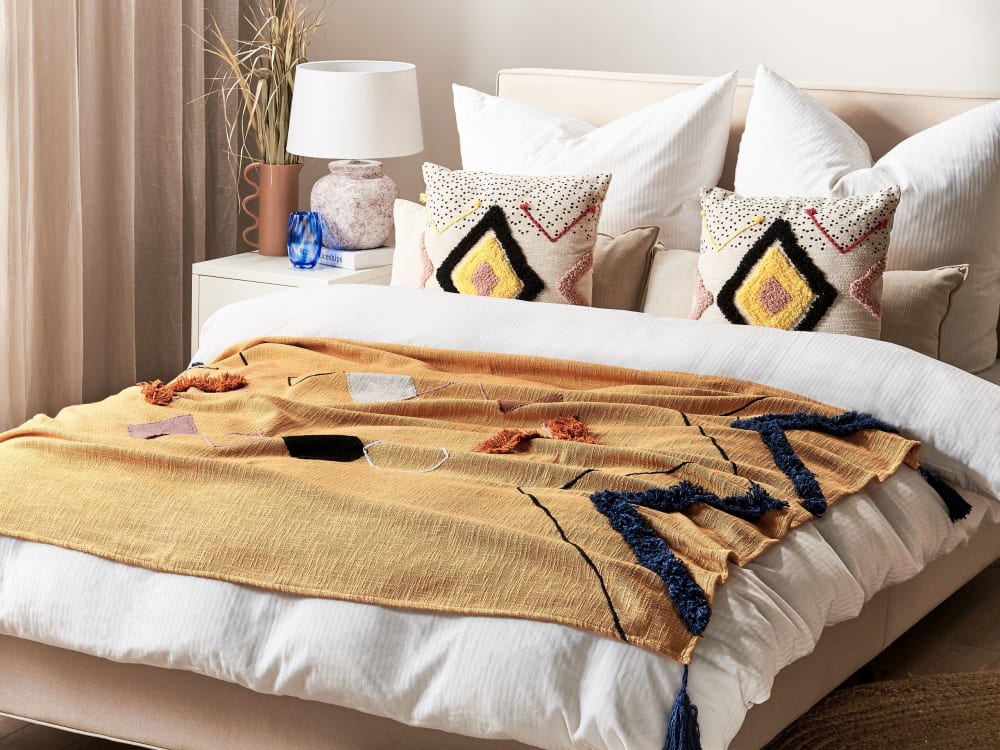 Beliani Kuscheldecke aus Baumwolle 180 x 130cm, orange style landhaus orange Baumwolle