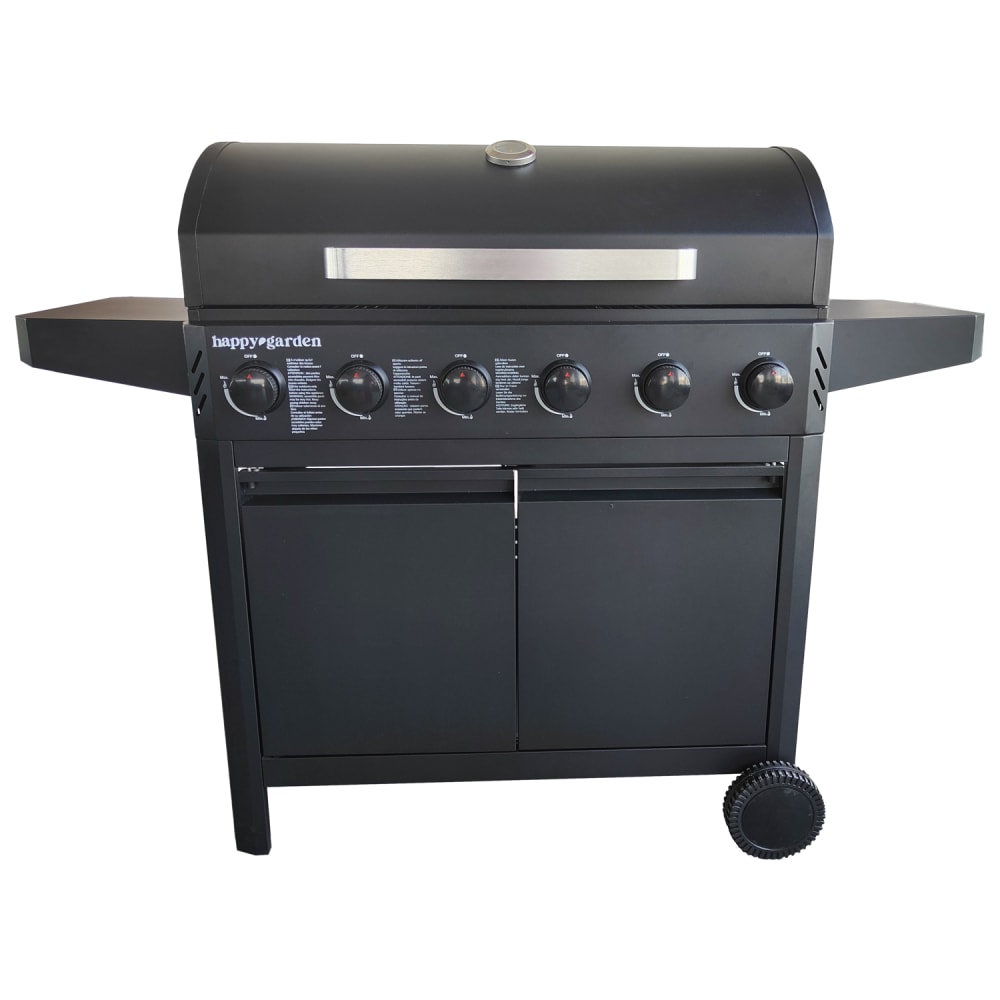 Barbecue au gaz 6 brûleurs en acier noir