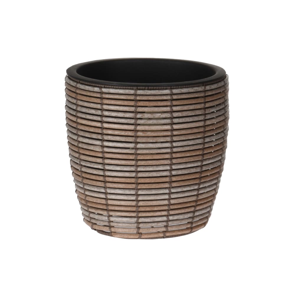 Porta fiori vaso in polietilene marrone da esterno interno H 36 cm - Modello Contemporaneo - Marrone - PVC - Cloruro di polivinile