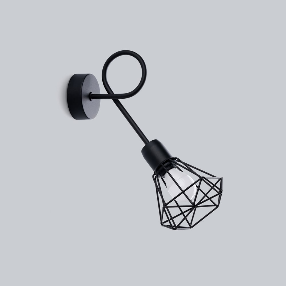 Lampada da parete nera acciaio - Sollux Lighting