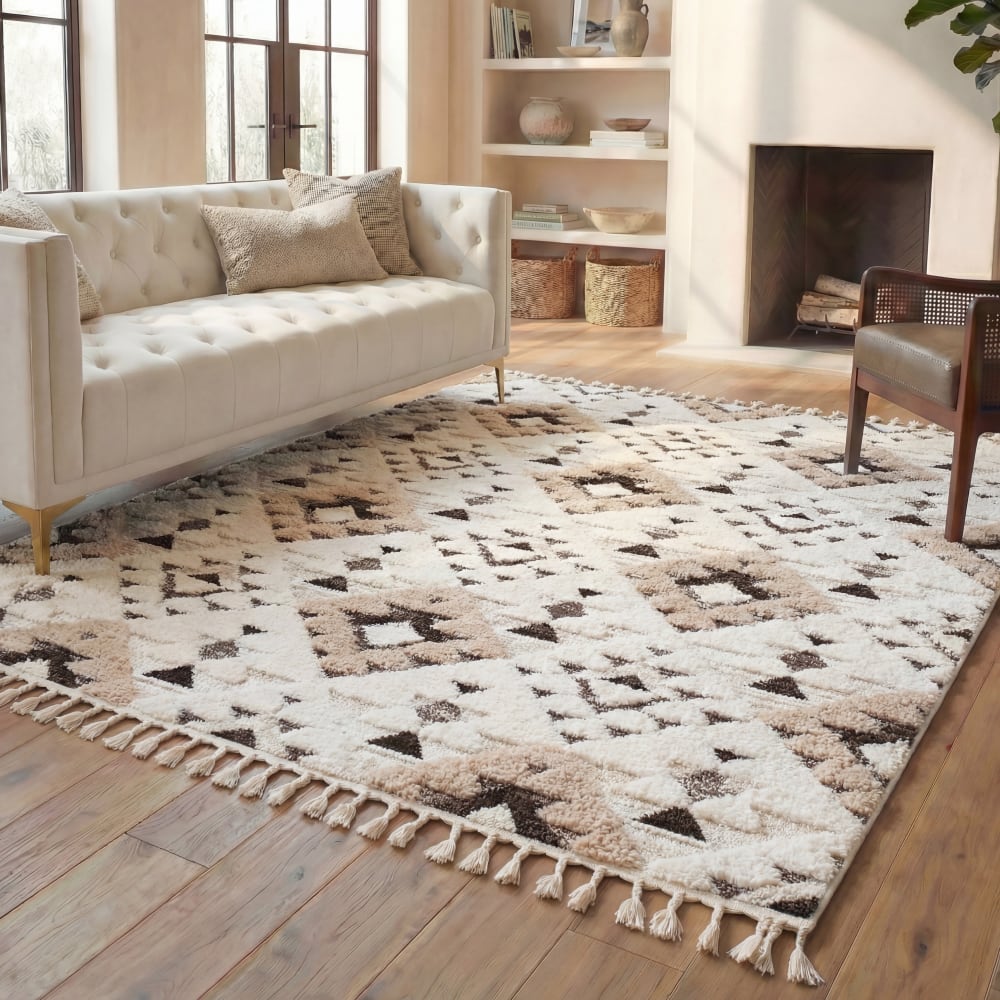 Safavieh Tapis en polypropylène blanc/brun, 160 x 229 cm style classique chic - Pp - Polypropylène