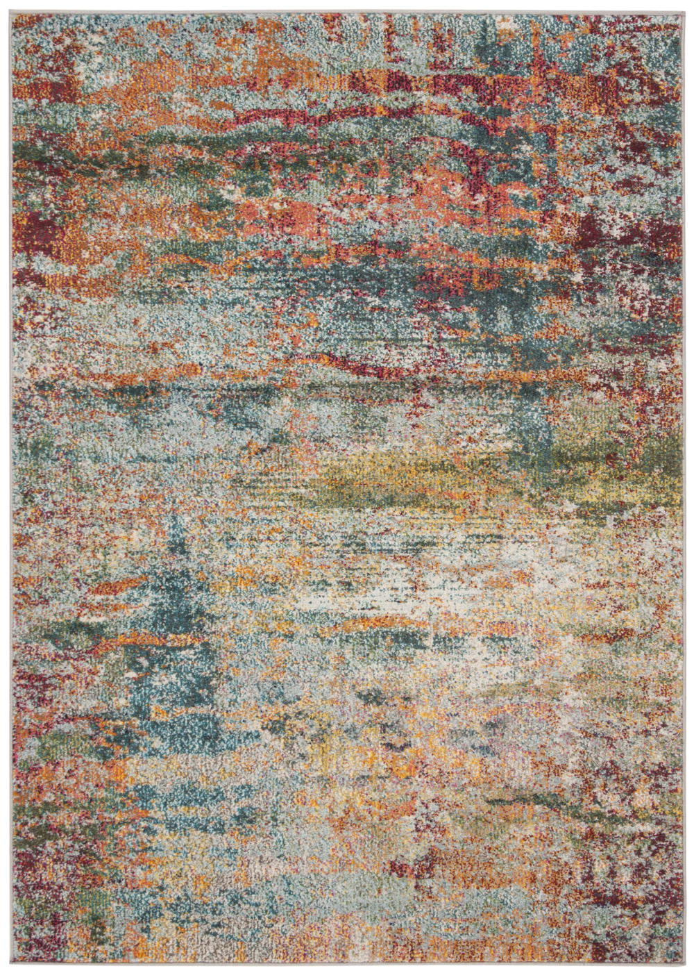 Tapis bohème chic en polypropylène bleu/orange, 122 x 170 cm