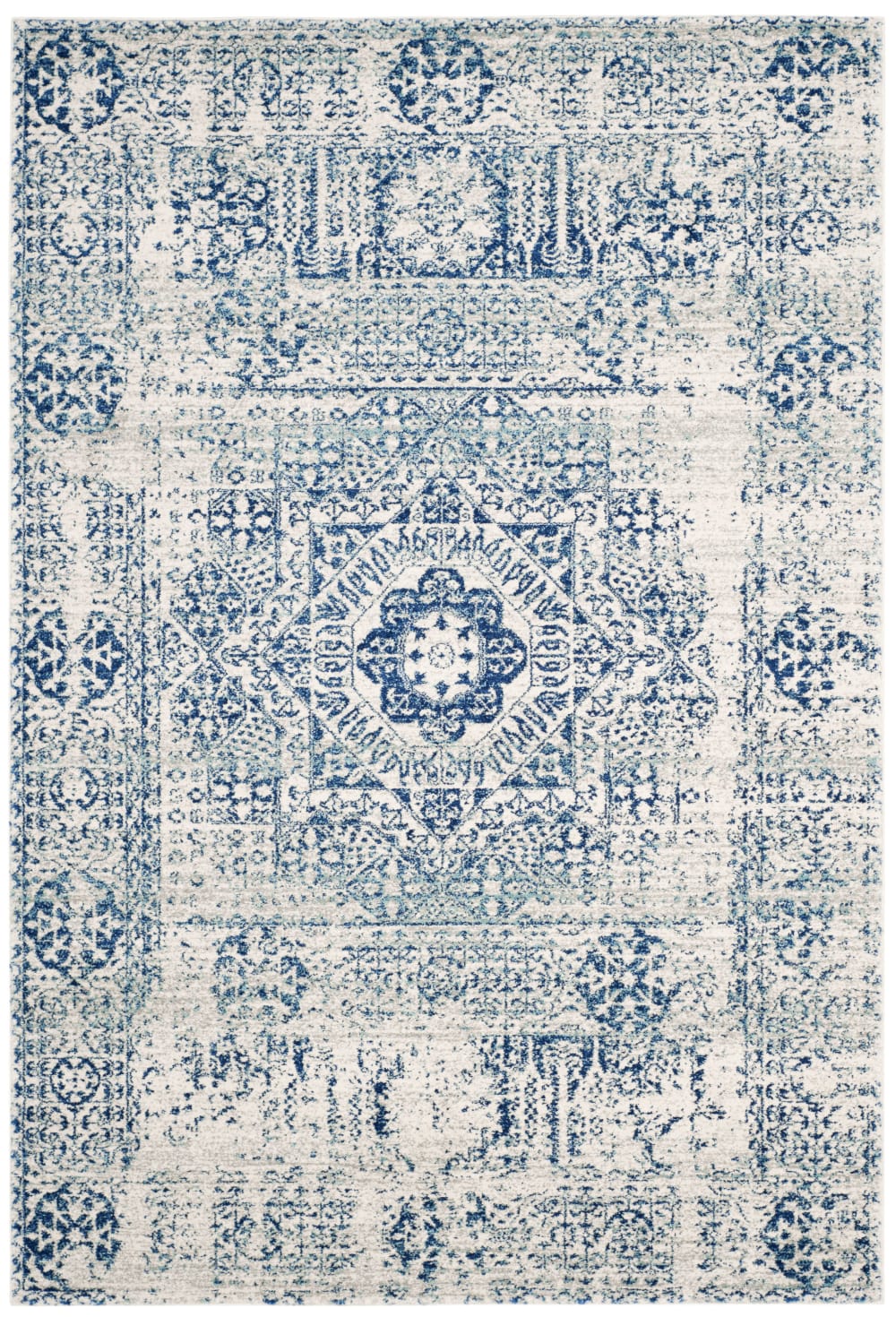 Tapis de transition en polypropylène blanc/bleu, 160 x 229 cm