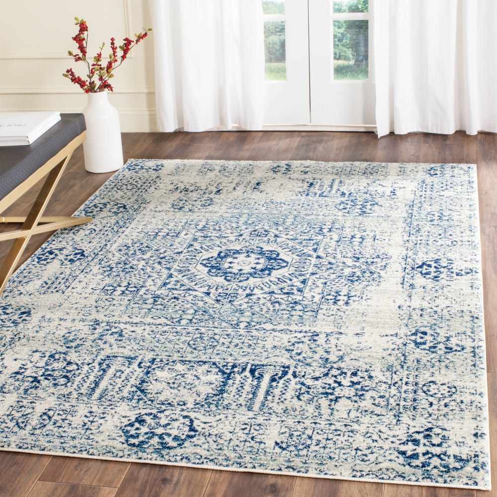 Tapis de transition en polypropylène blanc/bleu, 160 x 229 cm — vue 3