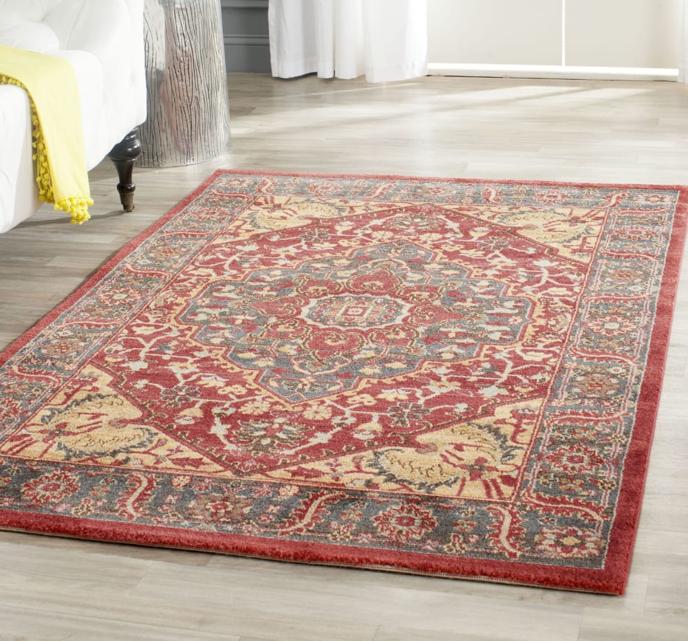 Tapis traditionnel en polypropylène bleu/rouge, 91 x 152 cm — vue 3