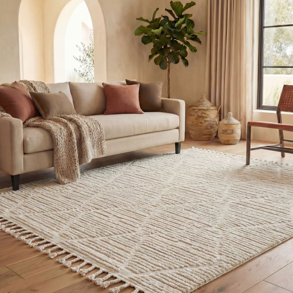 Böhmisch Polyester-Teppich in Beige, 160 x 229 cm - Maisons Du