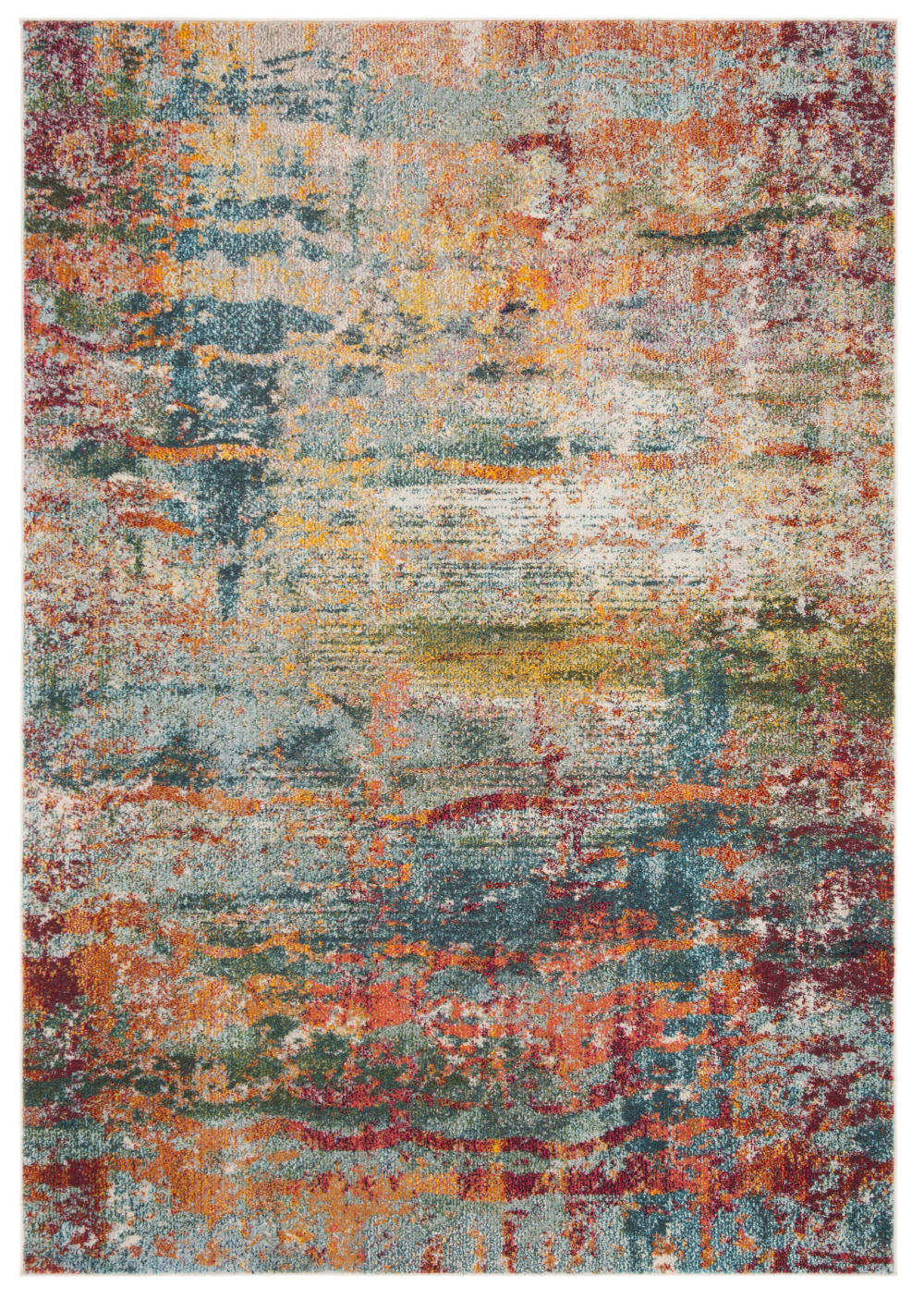 Safavieh Tapis bohème chic en polypropylène bleu/orange, 155 x 231 cm style classique chic - Pp - Polypropylène