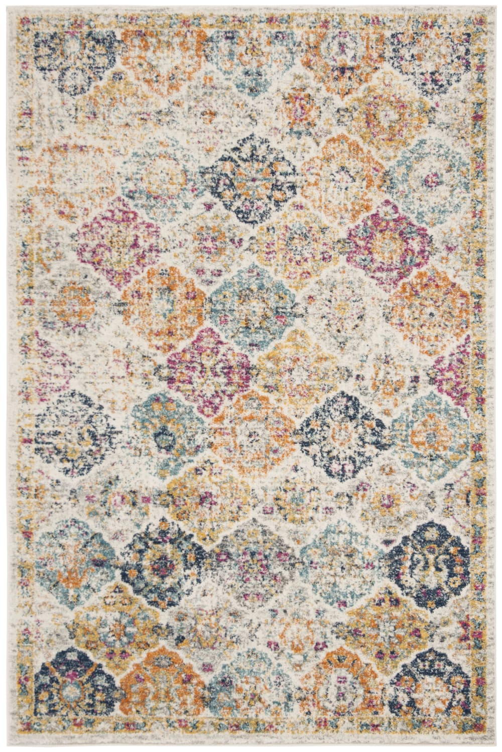 Tapis chic moderne en polypropylène beige/multicolore, 155 x 229 cm