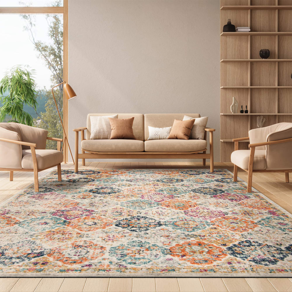 Tapis chic moderne en polypropylène beige/multicolore, 155 x 229 cm — vue 3