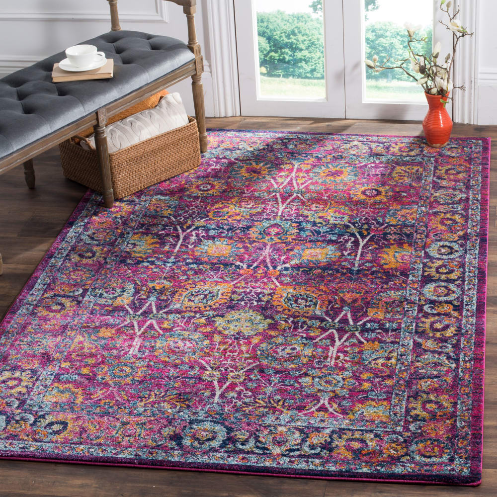 Tapis traditionnel en polypropylène rose/multicolore, 155 x 229 cm — vue 3
