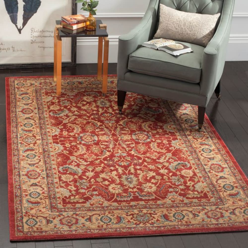 Tapis traditionnel en polypropylène rouge/beige, 201 x 279 cm — vue 3