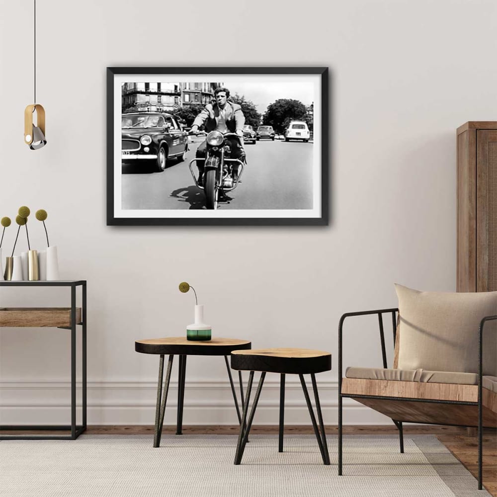 Póster belmondo el hombre de río 1964 con marco negro 60x40cm - Maisons du Monde