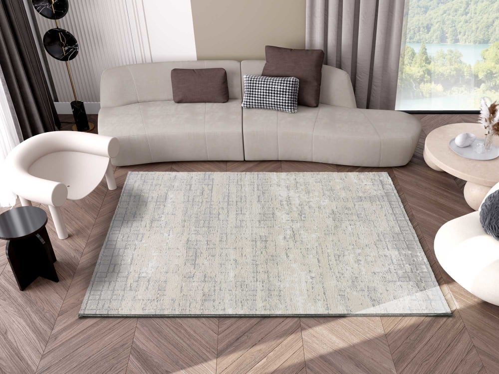 Tapis abstrait crème/gris 200x300 cm — vue 4