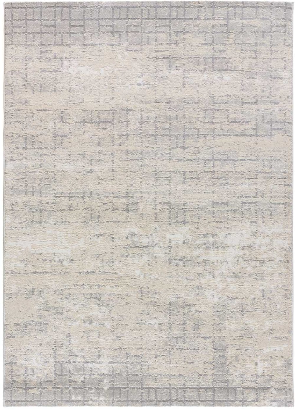Atticgo Teppich im Vintage-Stil, cremefarben geprägt, 80x150 cm style modern Weiß Öko-Tex Zertifikat Pp - Polypropylen