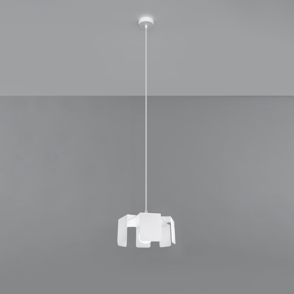 Lampe suspendue acier blanc h 110 cm — vue 3