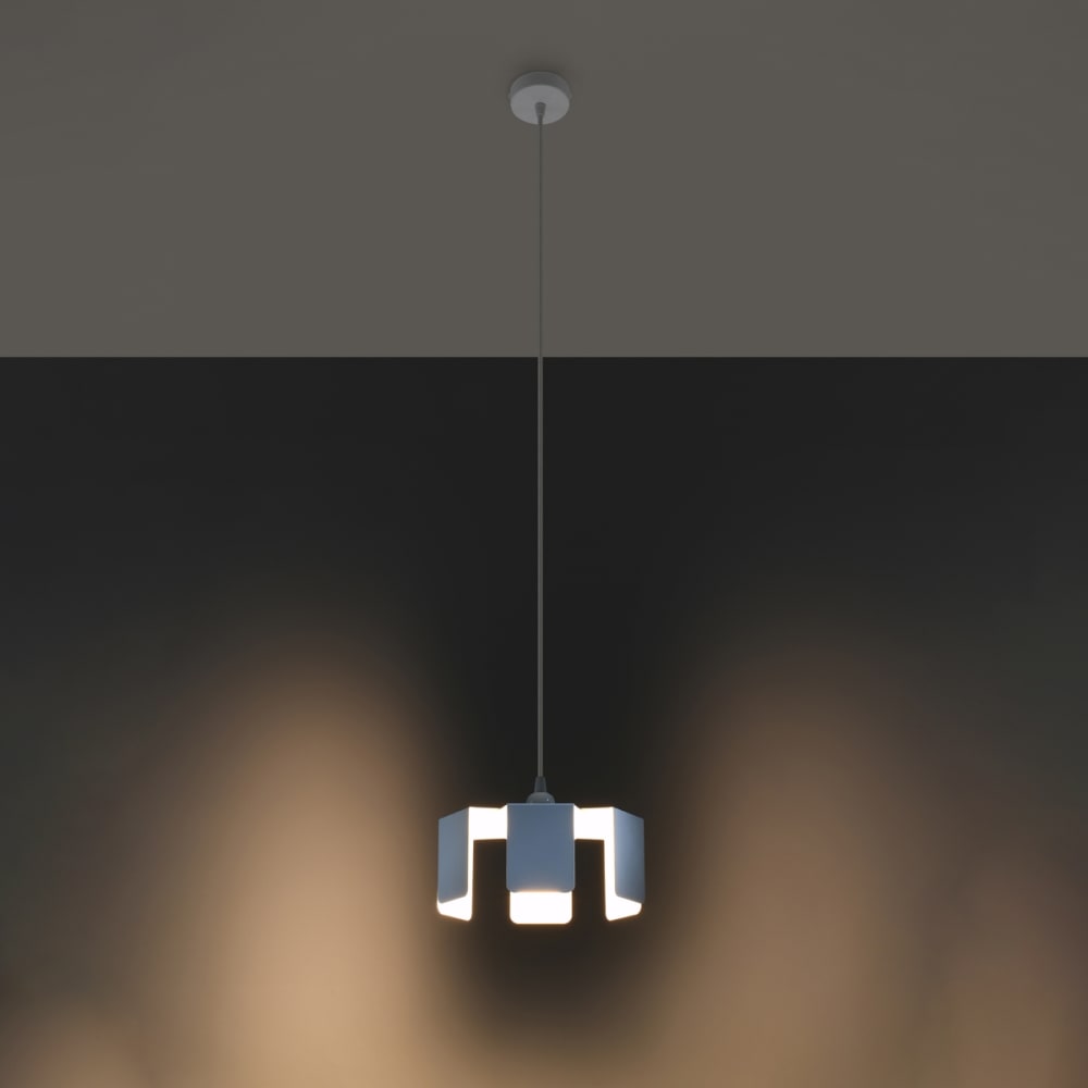 Lampe suspendue acier blanc h 110 cm — vue 4