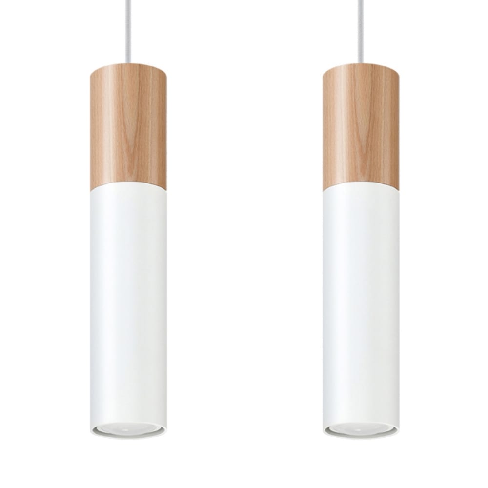 Sollux Lighting Pendelleuchten aus Stahl/Holz in Naturholz/Weiß style classic chic Weiß Stahl