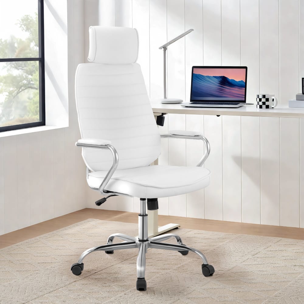 CLP Bürostuhl höhenverstellbar drehbar aus Kunstleder weiß style modern - Pvc - Polyvinlychlorid