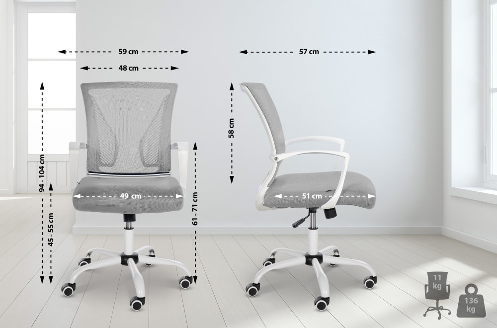 Silla de oficina giratoria regulable en microfibra gris claro - Maisons du Monde
