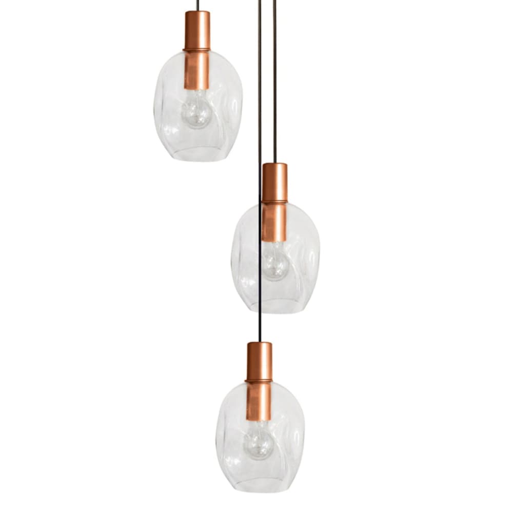 Lustre métal cuivre abatjour verre transparent — vue 4