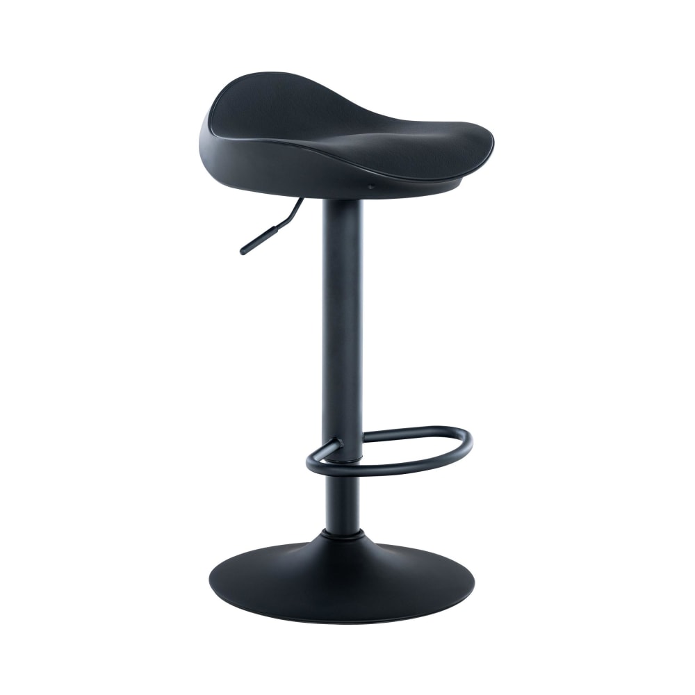 Tabouret de bar réglable pivotant en pvc et synthetique Noir