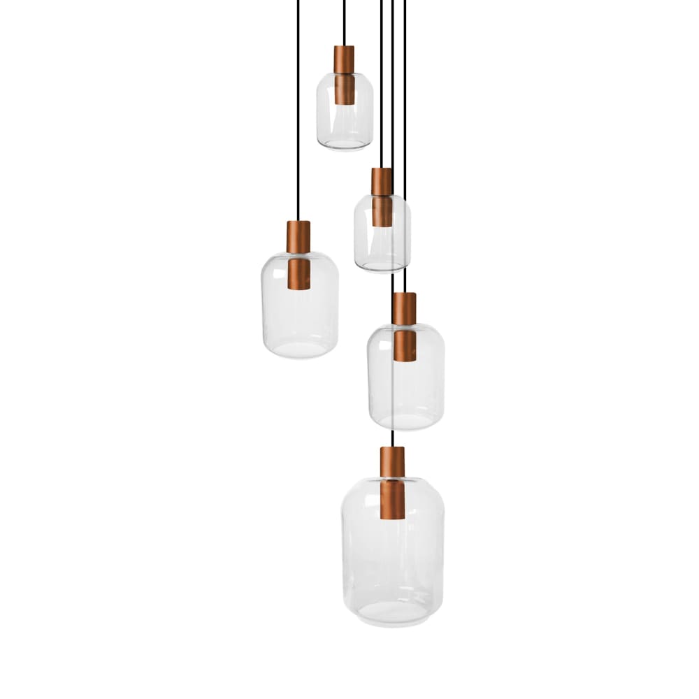 Lustre métal H120cm cuivre Abatjour transparent — vue 3