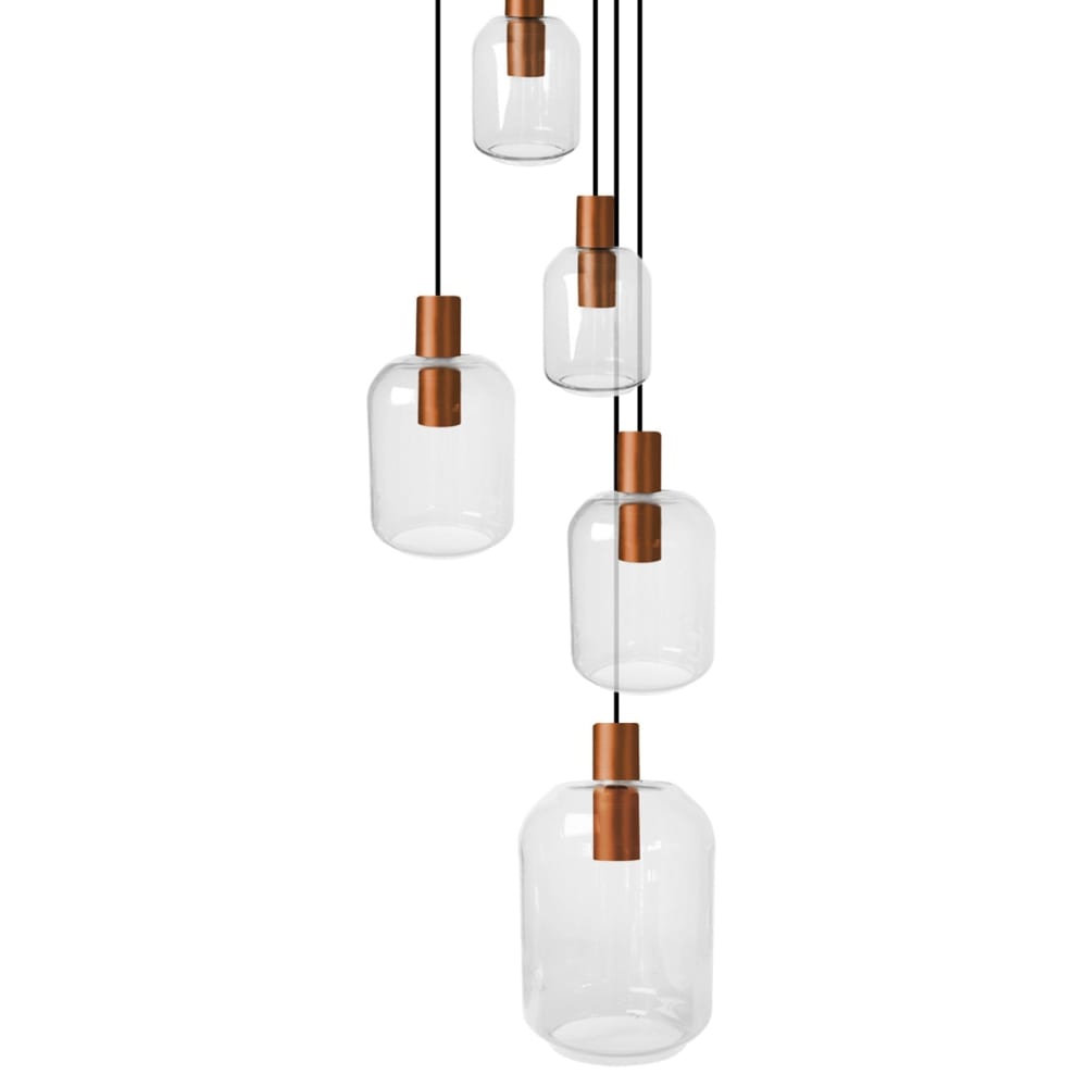 Lustre métal H120cm cuivre Abatjour transparent — vue 4